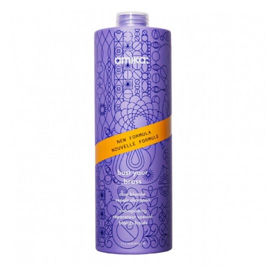 Amika: bust your brass cool blonde repair shampoo 1000ml/33.8oz - reformulated